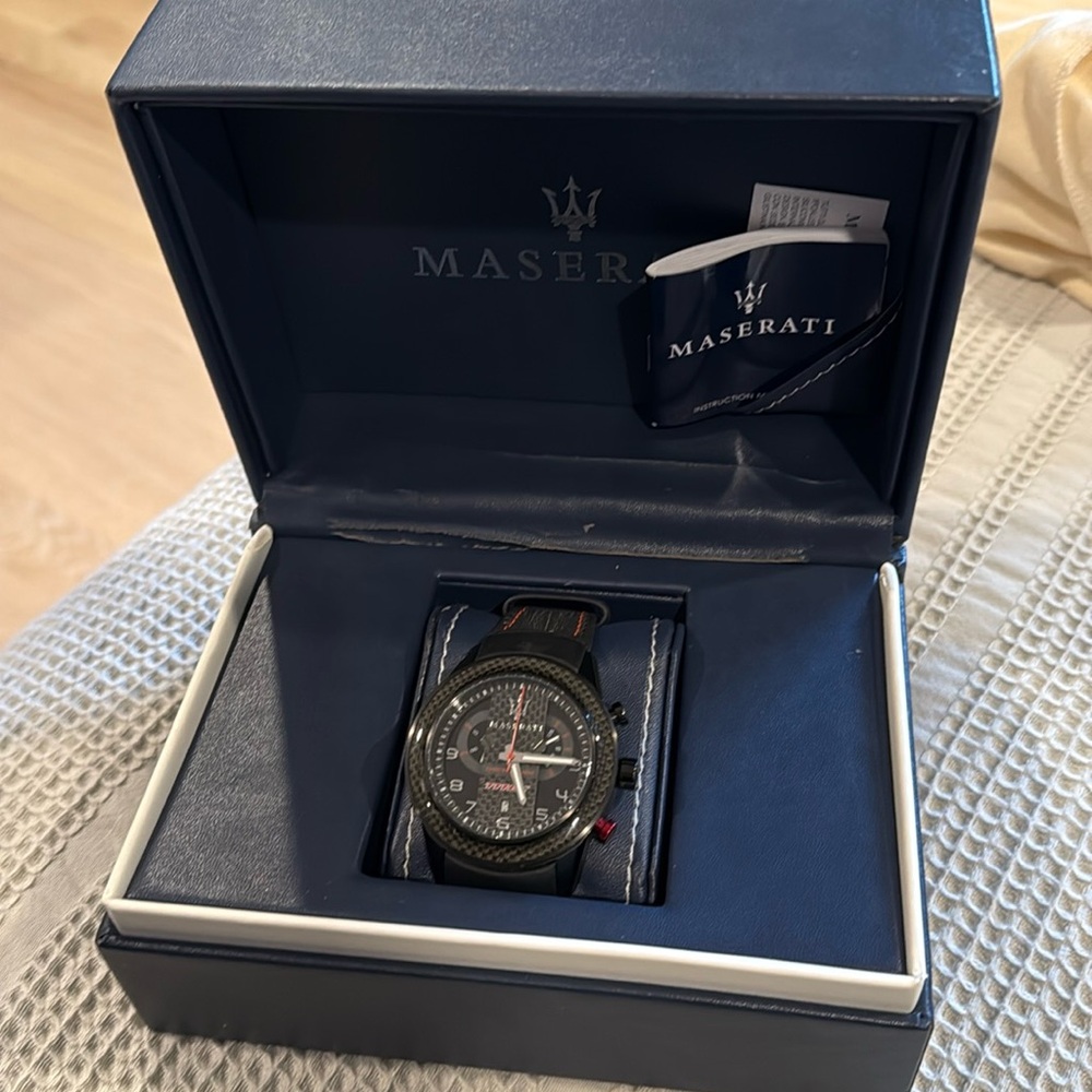 Brand New Maserati Black Chronograph Watch